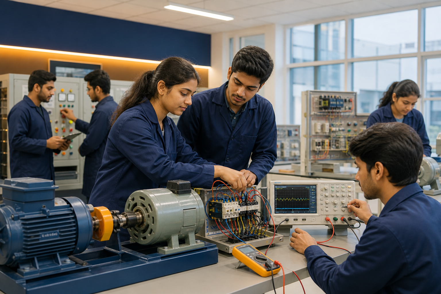Electrical and Electronics Engineering students in the laboratory